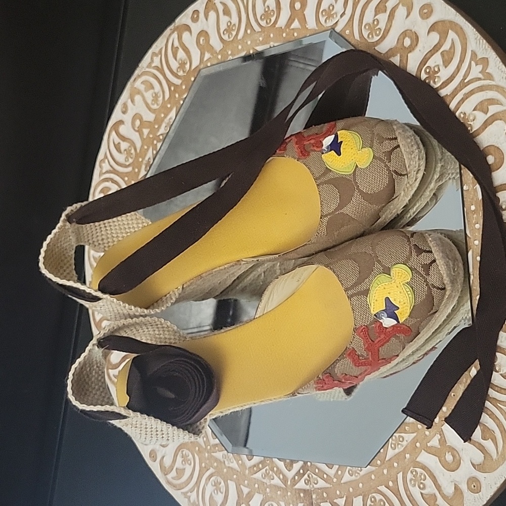 Coach| Martina Fish Wedge Ankle tie Espadrille Size 9